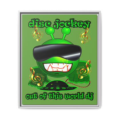disc jockey - framed canvas art (green)