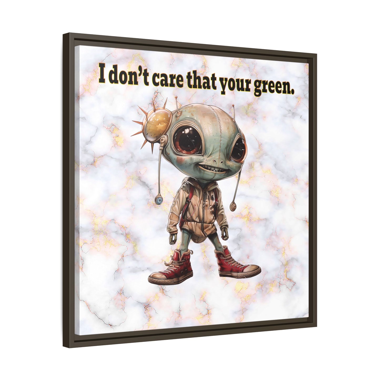 I don't care that your green - framed canvas art (white marble)