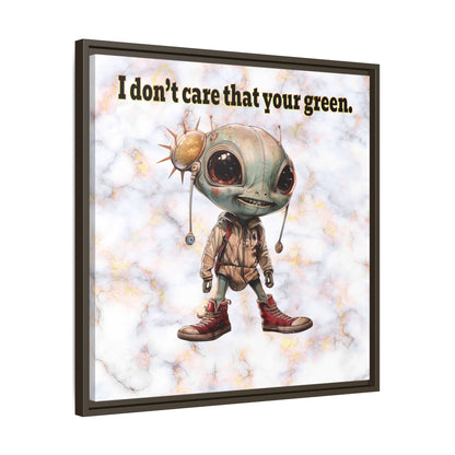 I don't care that your green - framed canvas art (white marble)