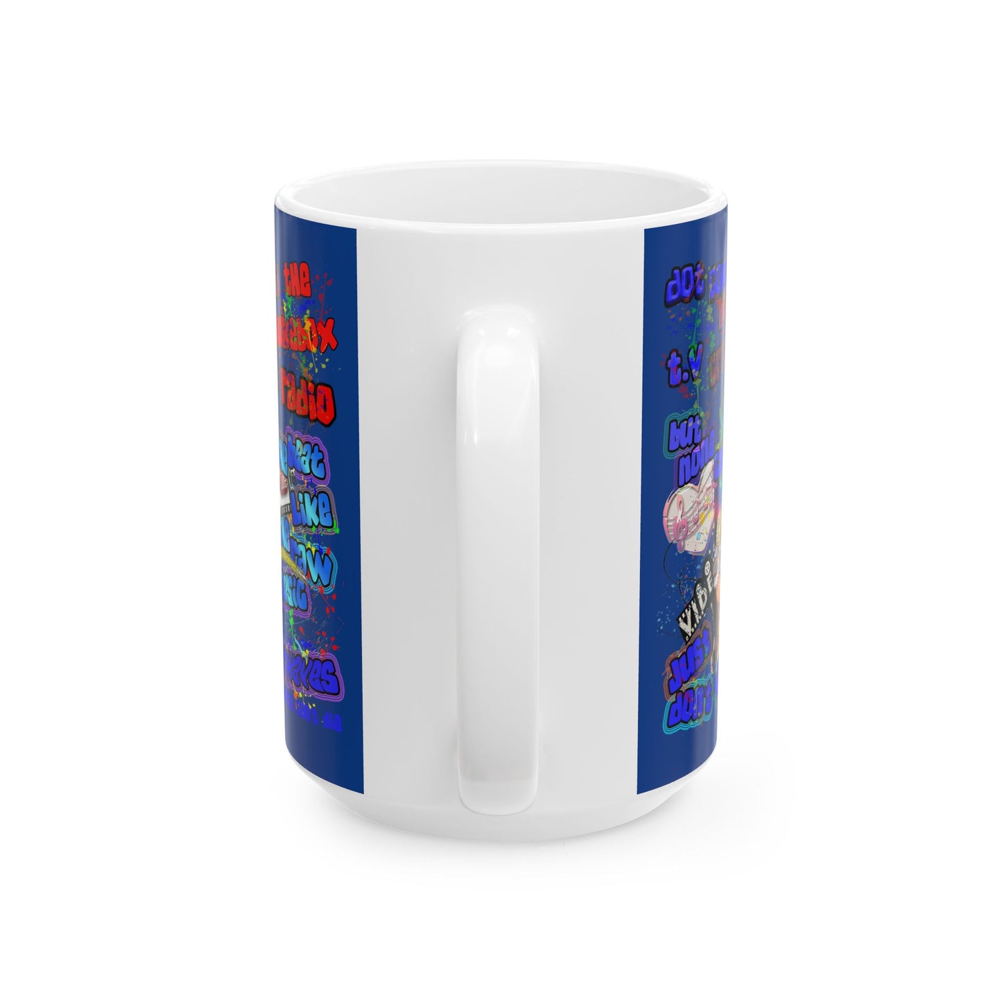 drop the beat - White Mug (dark blue)