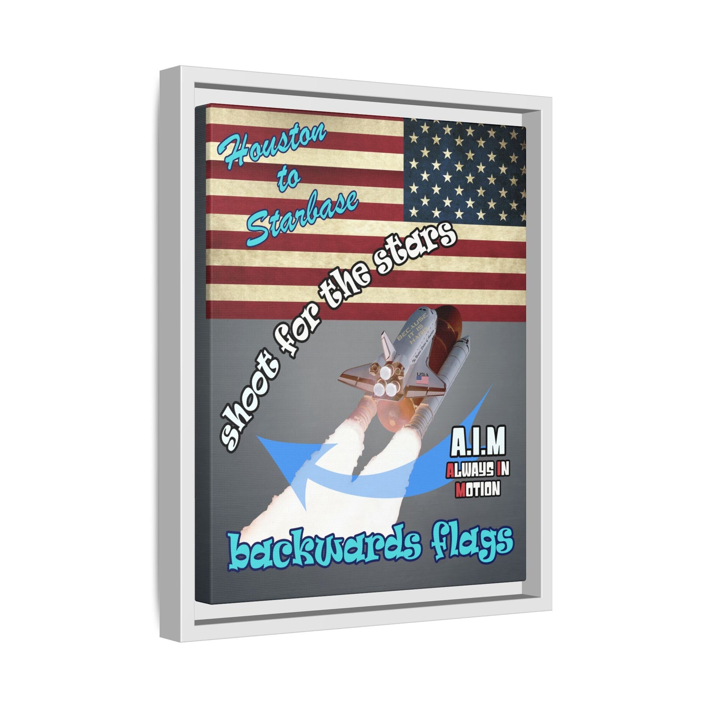 shoot for the stars - framed canvas art (grey-light grey)