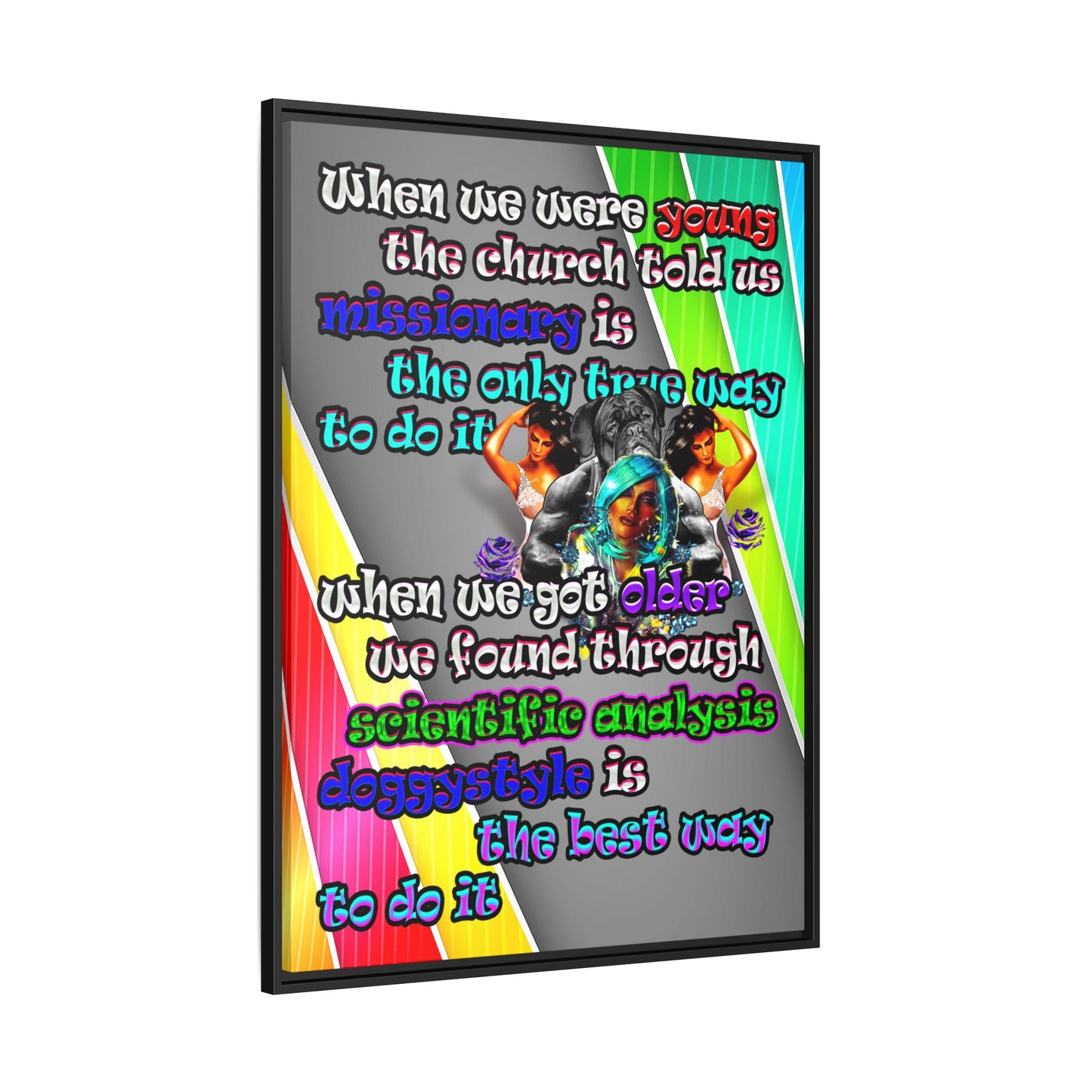 doggystyle - framed canvas art (rainbow split)