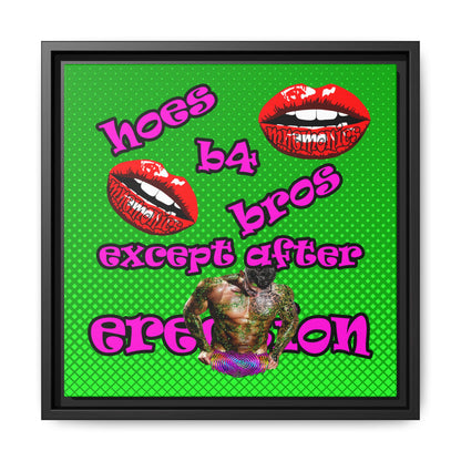hoes b4 bros - framed canvas art (logo green)