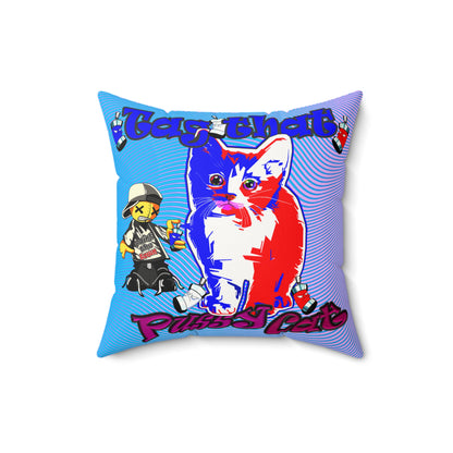 tag that - Faux Suede Square Pillow - (light blue-purple wave)