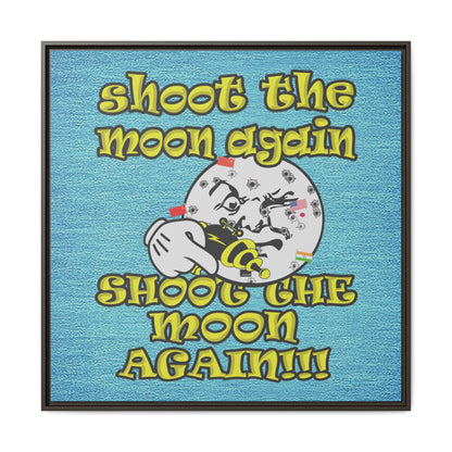 shoot the moon again - framed canvas art (faded blue)