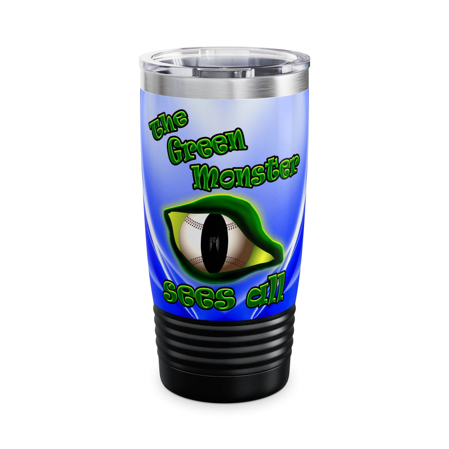 green monster - Ringneck Tumbler, 20oz (blue-white wave)