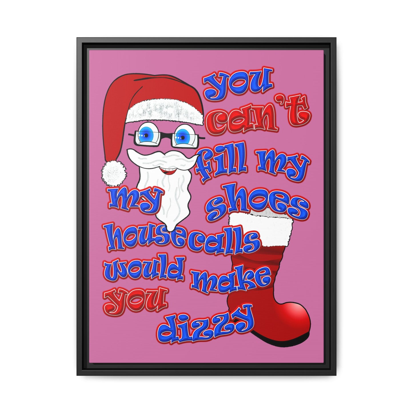 santa's shoes - framed canvas art (light pink)