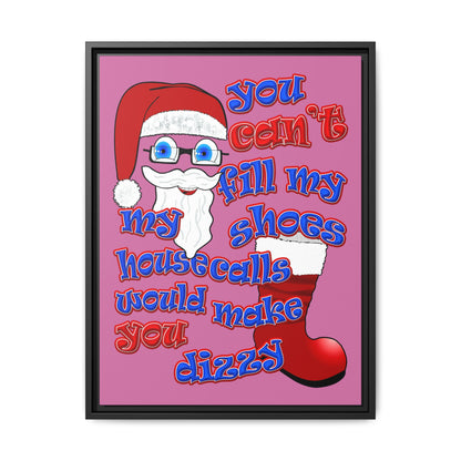 santa's shoes - framed canvas art (light pink)