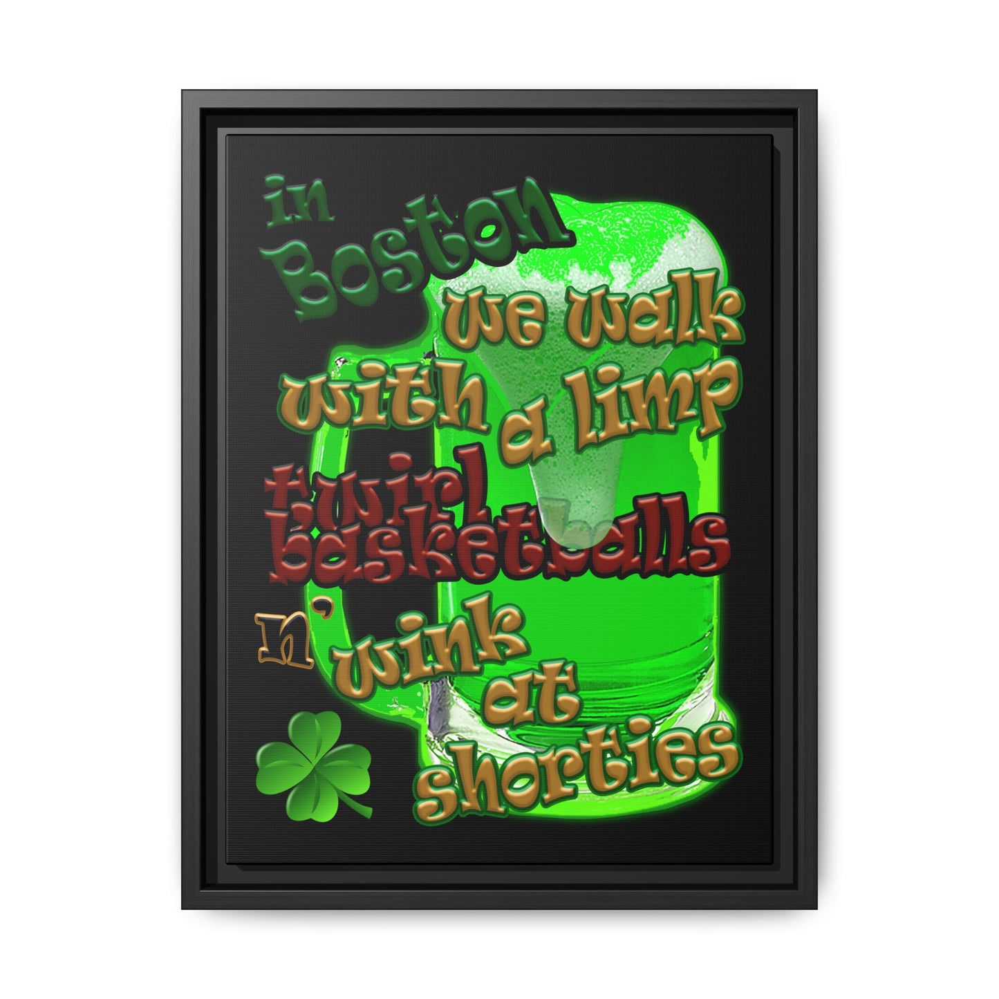 celtics logo - framed canvas art (black)