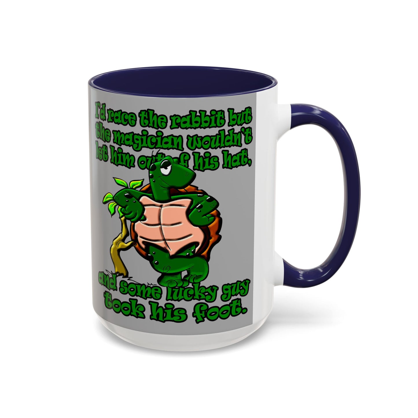 turtle race - Accent Mug (light grey)