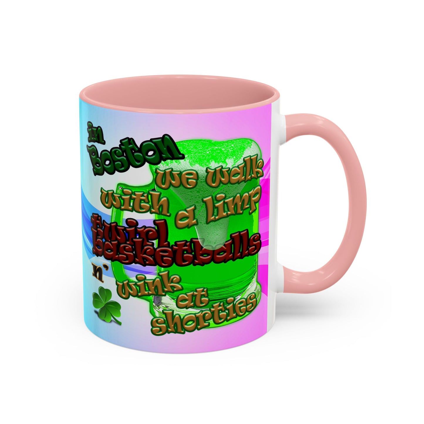 celtics logo - Accent Mug (light blue-pink wave)