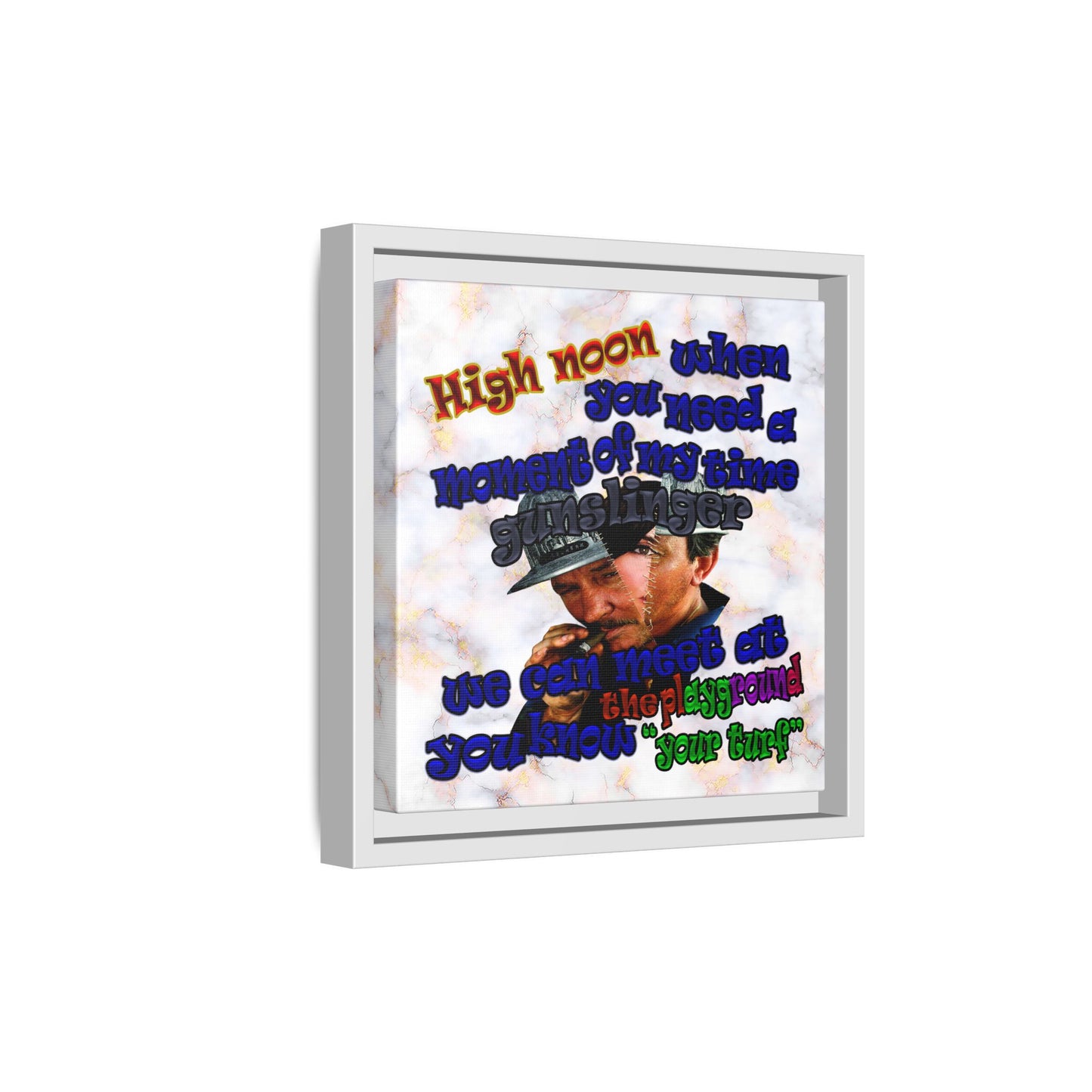 high noon - framed canvas art (white marble)