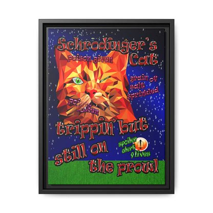 schrodinger's cat - framed canvas art ('snoops' background)