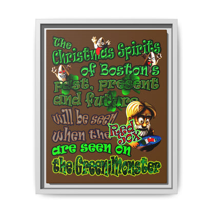 christmas spirits of boston - framed canvas art (brown)