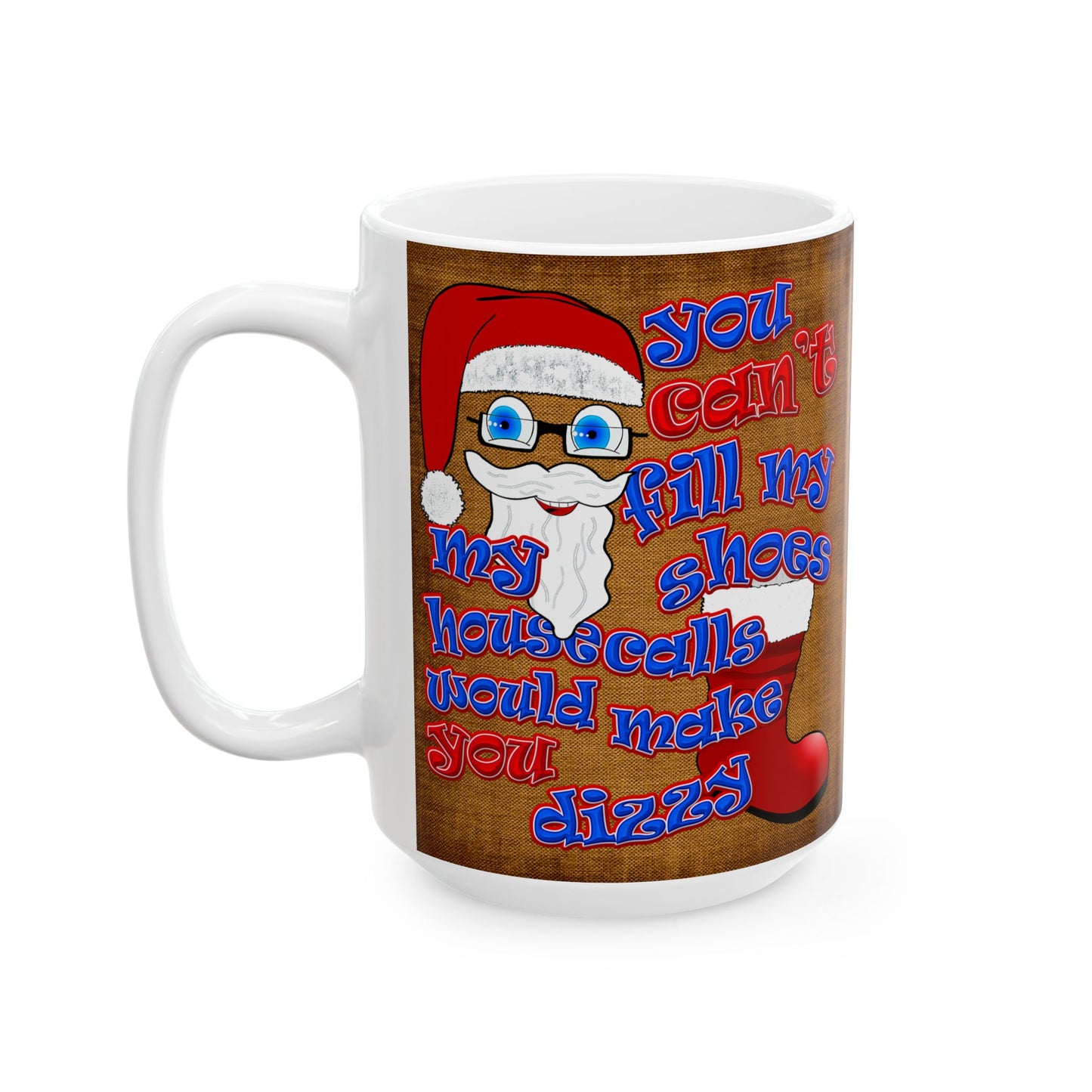 santa's shoes - White Mug (brown papyrus)