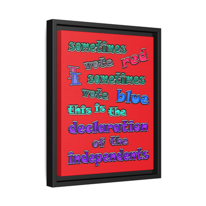 declaration of the independents - framed canvas art (red)