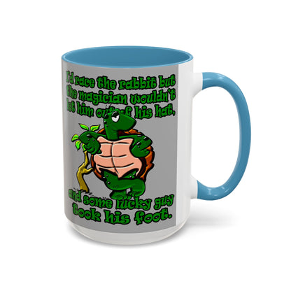 turtle race - Accent Mug (light grey)