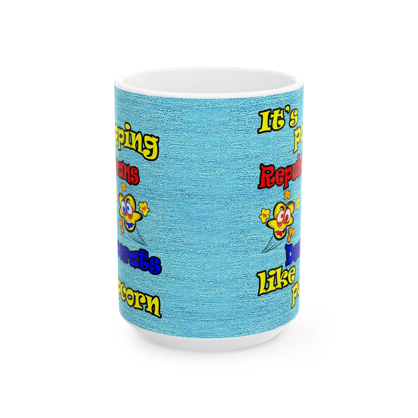 popping like popcorn - White Mug (faded dark blue)