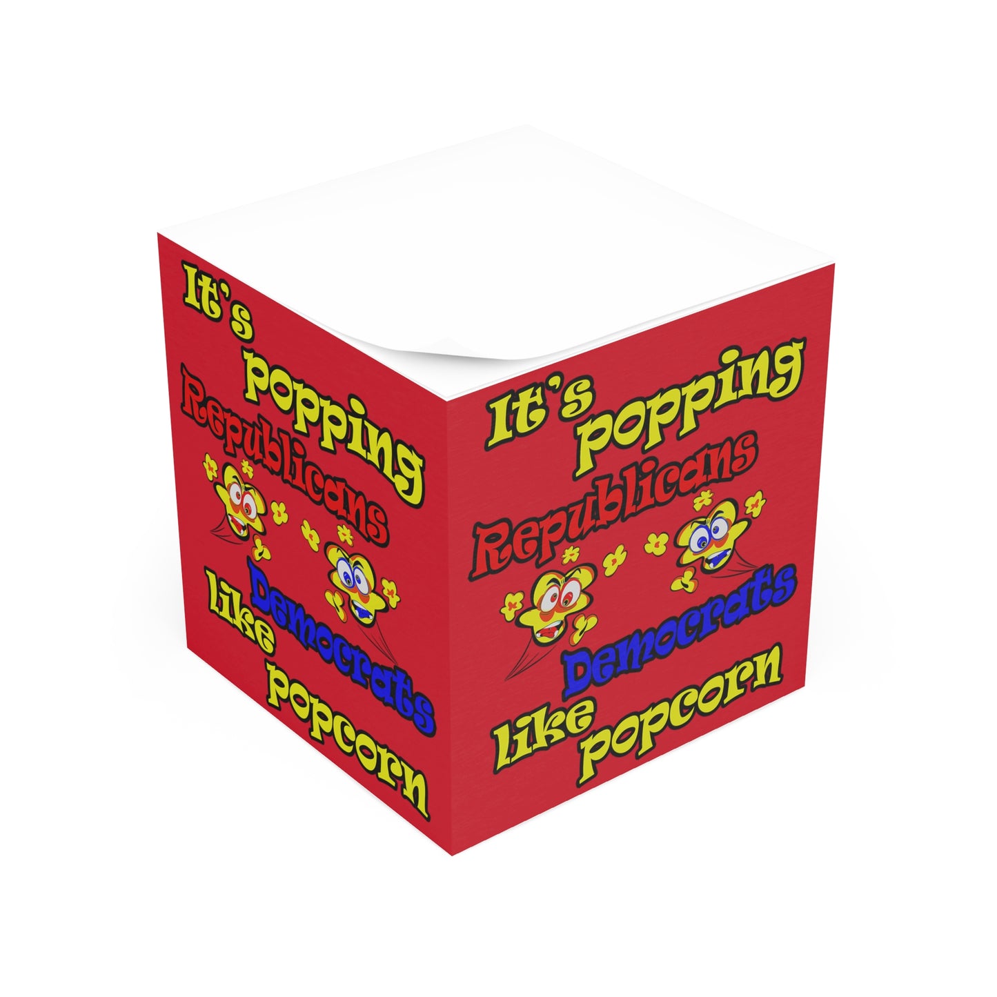 popping like popcorn - note cube (dark red)