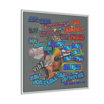 drop the beat - framed canvas art (dark grey)