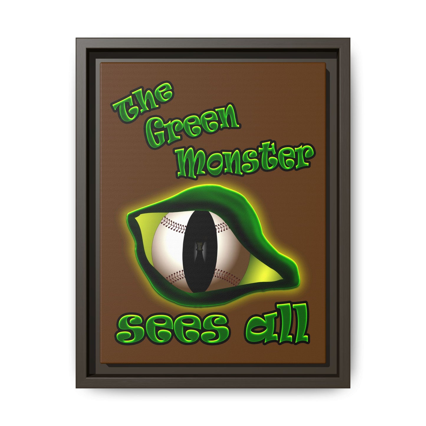 green monster - framed canvas art (brown)