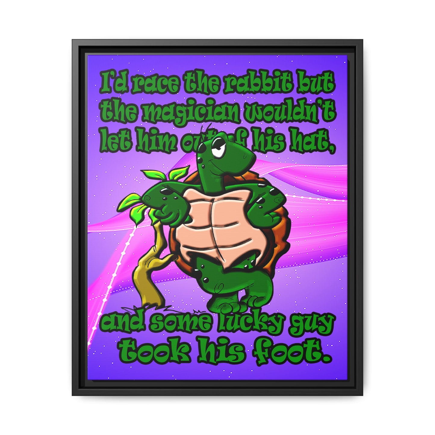 turtle race - framed canvas art (purple-pink wave)