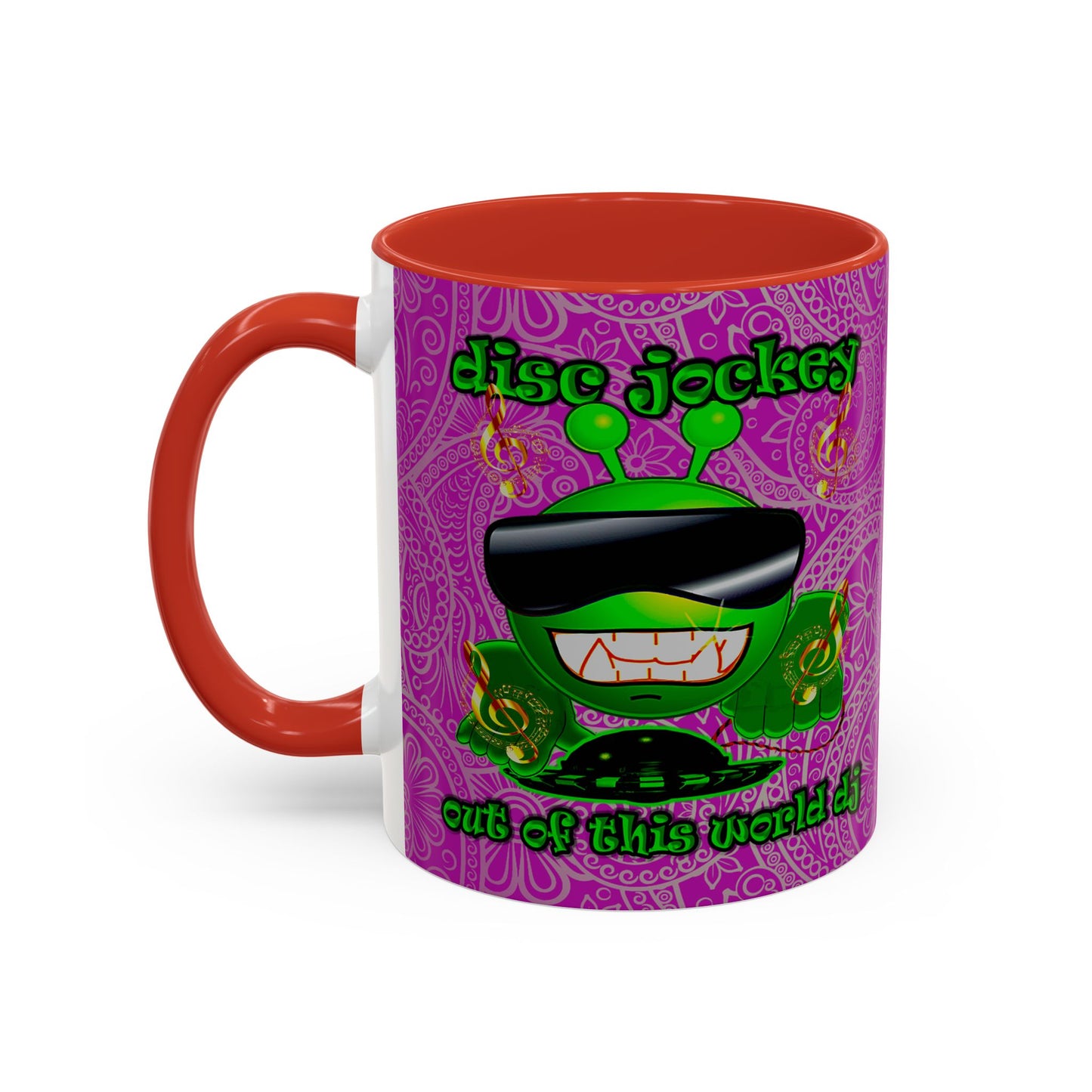 disc jockey - Accent Mug (pink swirl)