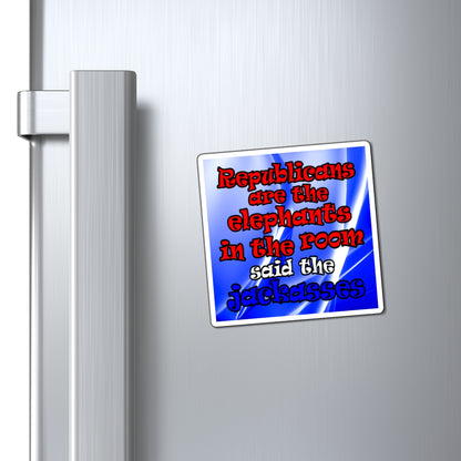 donkeys and elephants - Magnets - (blue-white wave)