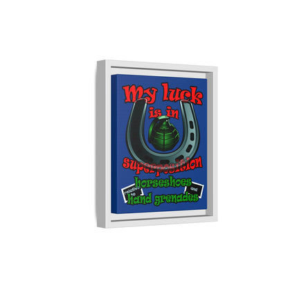 my luck - framed canvas art (dark blue)