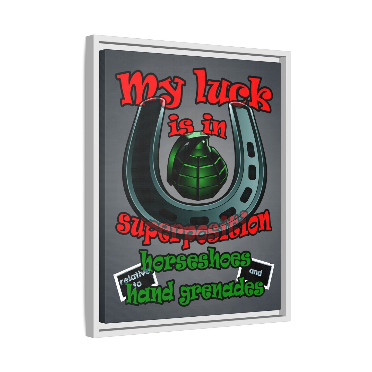 my luck - framed canvas art (grey-light grey)