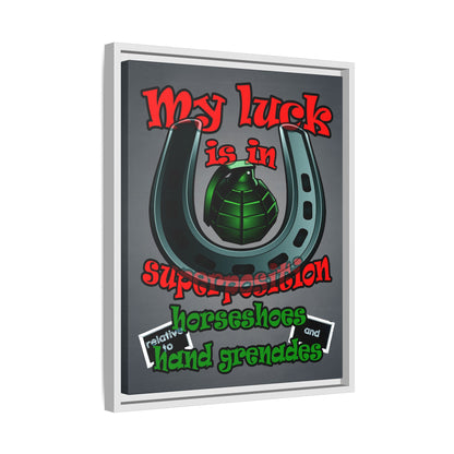 my luck - framed canvas art (grey-light grey)