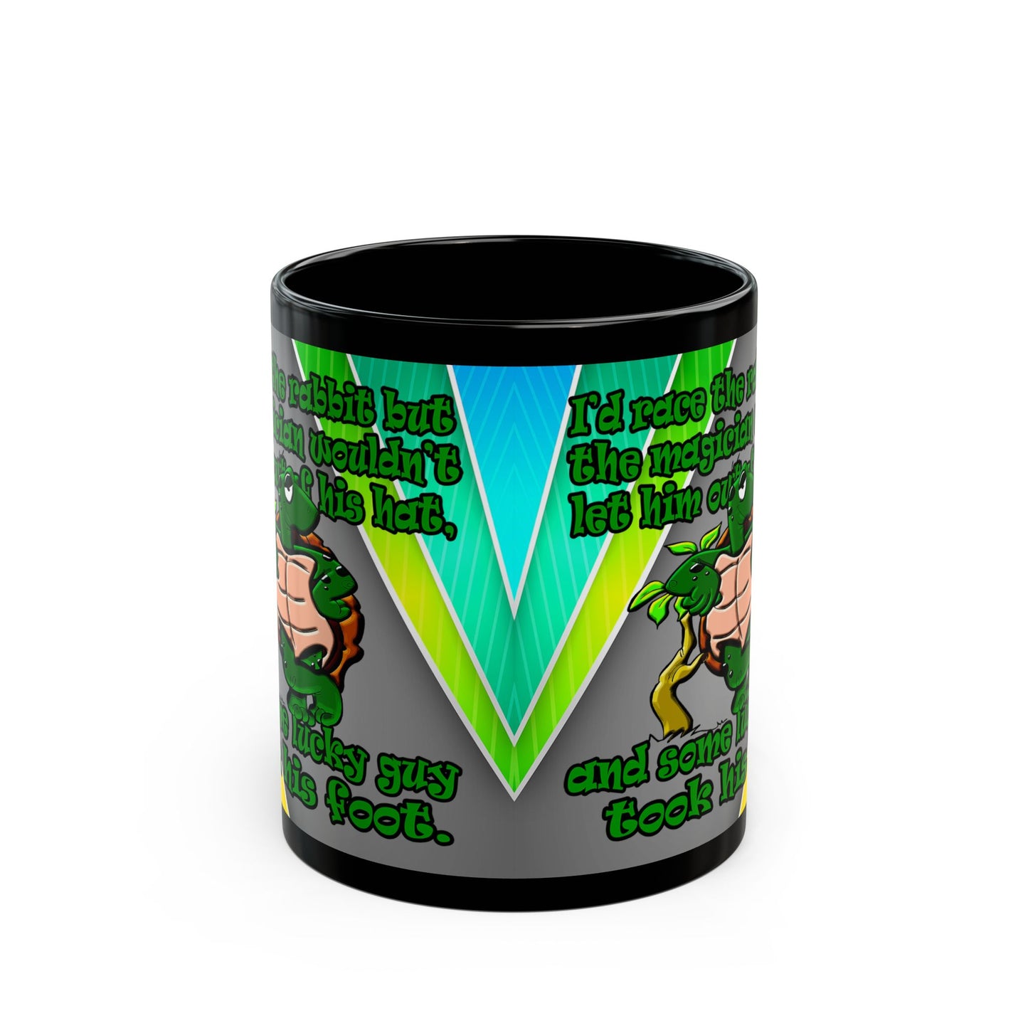 turtle race - Black Mug (rainbow split)