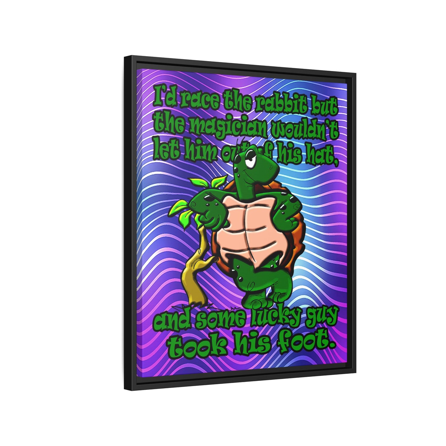 turtle race - framed canvas art (purple wave)