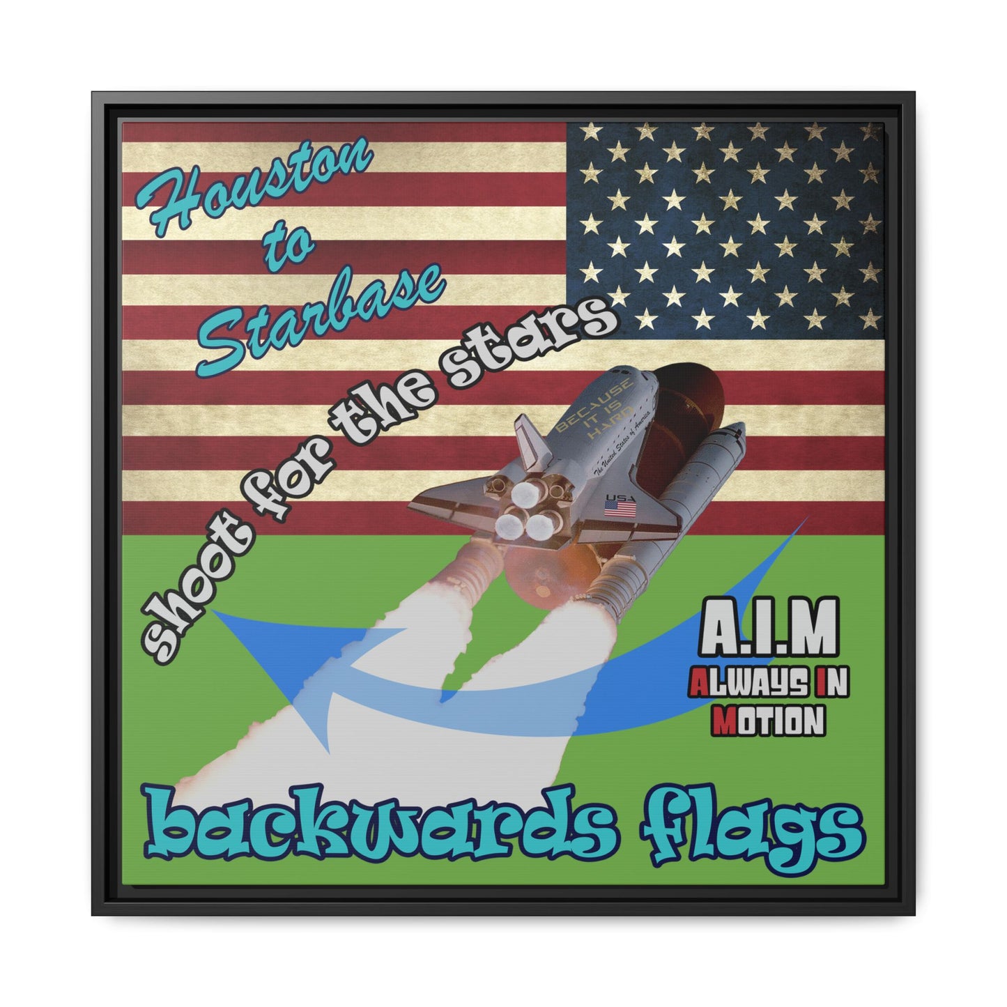 shoot for the stars - framed canvas art (green)
