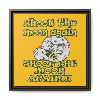 shoot the moon again - framed canvas art (yellow)
