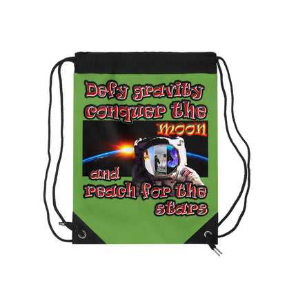 defy conquer reach - Drawstring Bag (green)