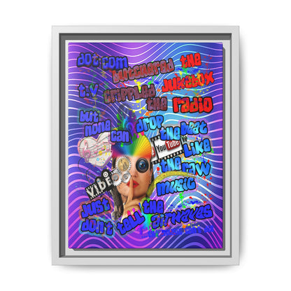 drop the beat - framed canvas art (purple wave)