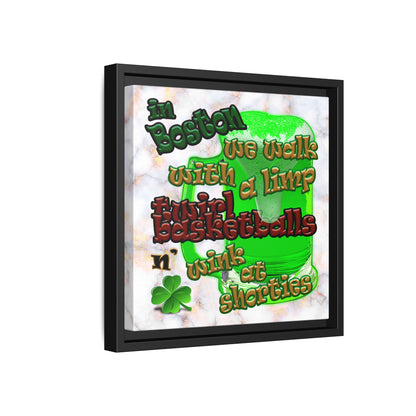 celtics logo - framed canvas art (white marble)