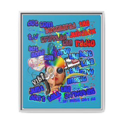 drop the beat - framed canvas art (turquoise)