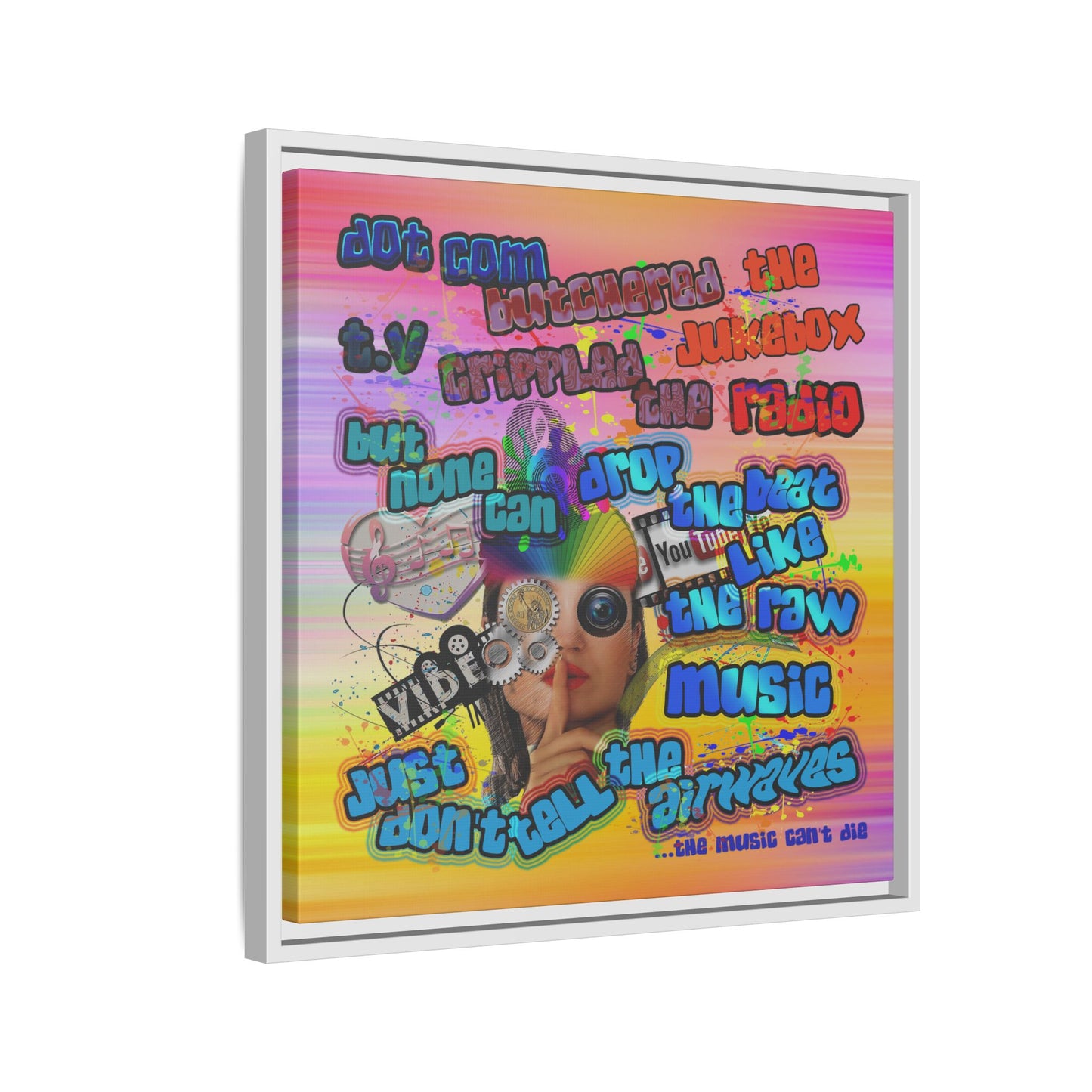 drop the beat - framed canvas art (color blur)