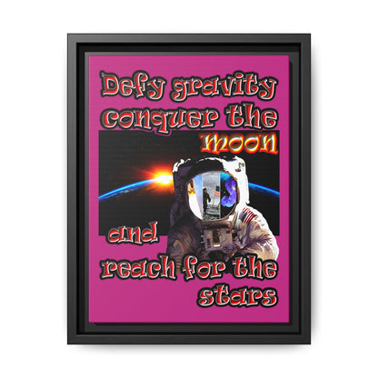 defy conquer reach - framed canvas art (pink)