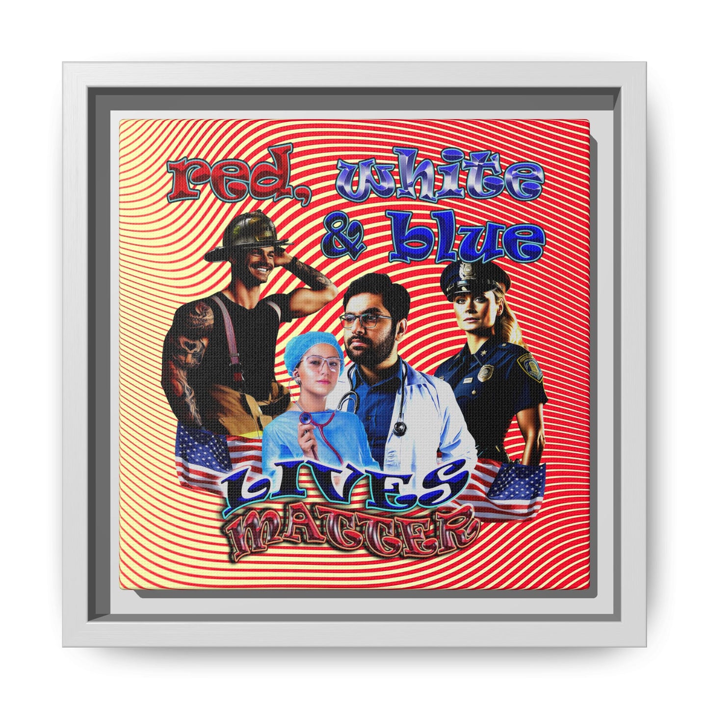 rw&b lives matter - framed canvas art (yellow-orange wave)