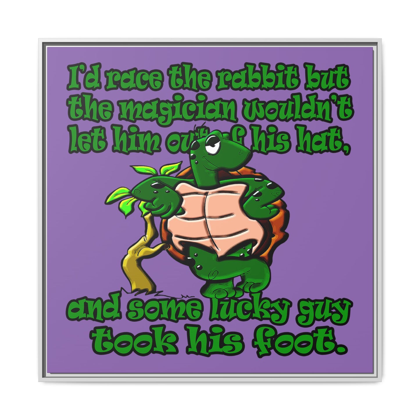 turtle race - framed canvas art (light purple)