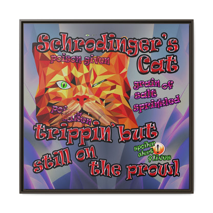 schrodinger's cat - framed canvas art (grey-pink wave)