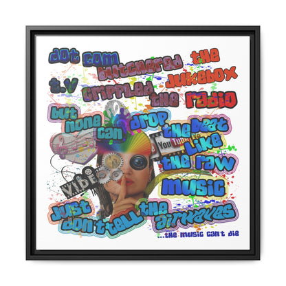 drop the beat - framed canvas art (white)