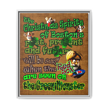 christmas spirits of boston - framed canvas art (brown papyrus)