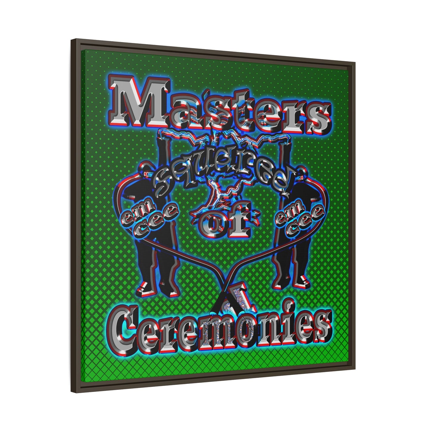 em cee squared - framed canvas art (logo green)
