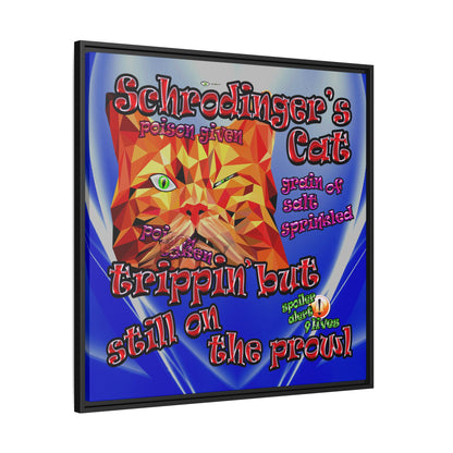 schrodinger's cat - framed canvas art (blue-white wave)