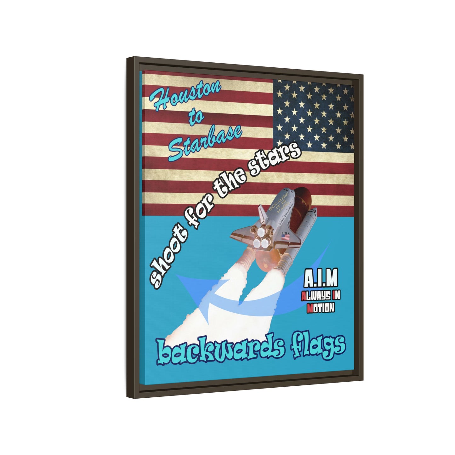 shoot for the stars - framed canvas art (turquoise)