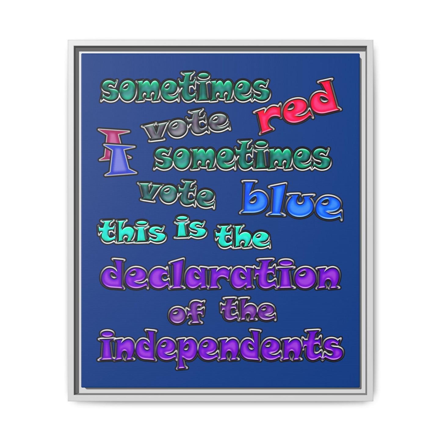 declaration of the independents - framed canvas art (dark blue)
